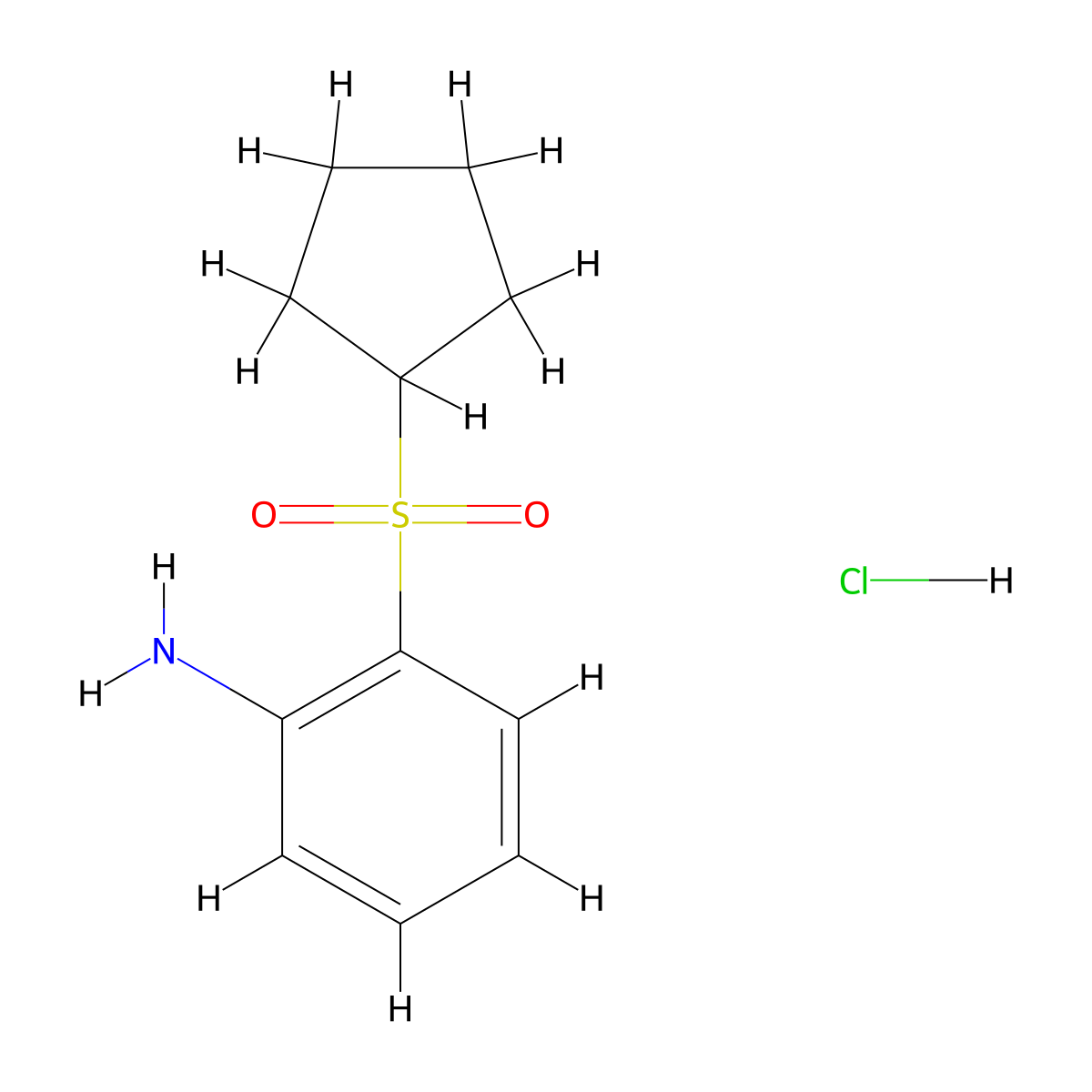 2-(Cyclopentanesulfonyl)aniline, HCl molecular structure, CAS 1355248-12-2