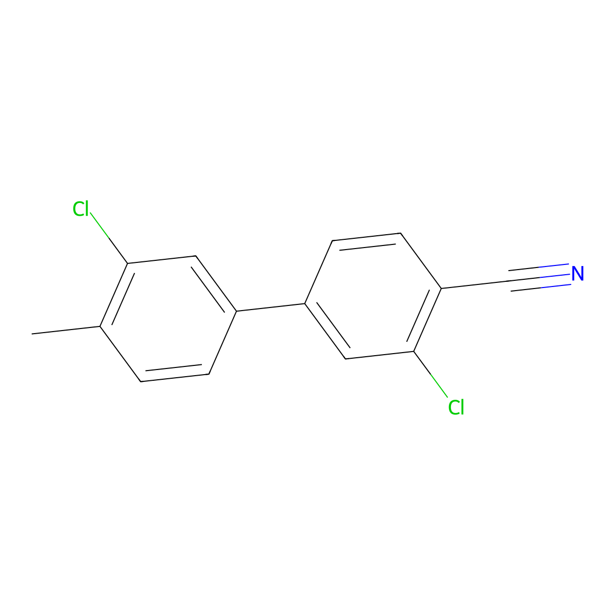 2-Chloro-4-(3-chloro-4-methylphenyl)benzonitrile molecular structure, CAS 1355248-19-9