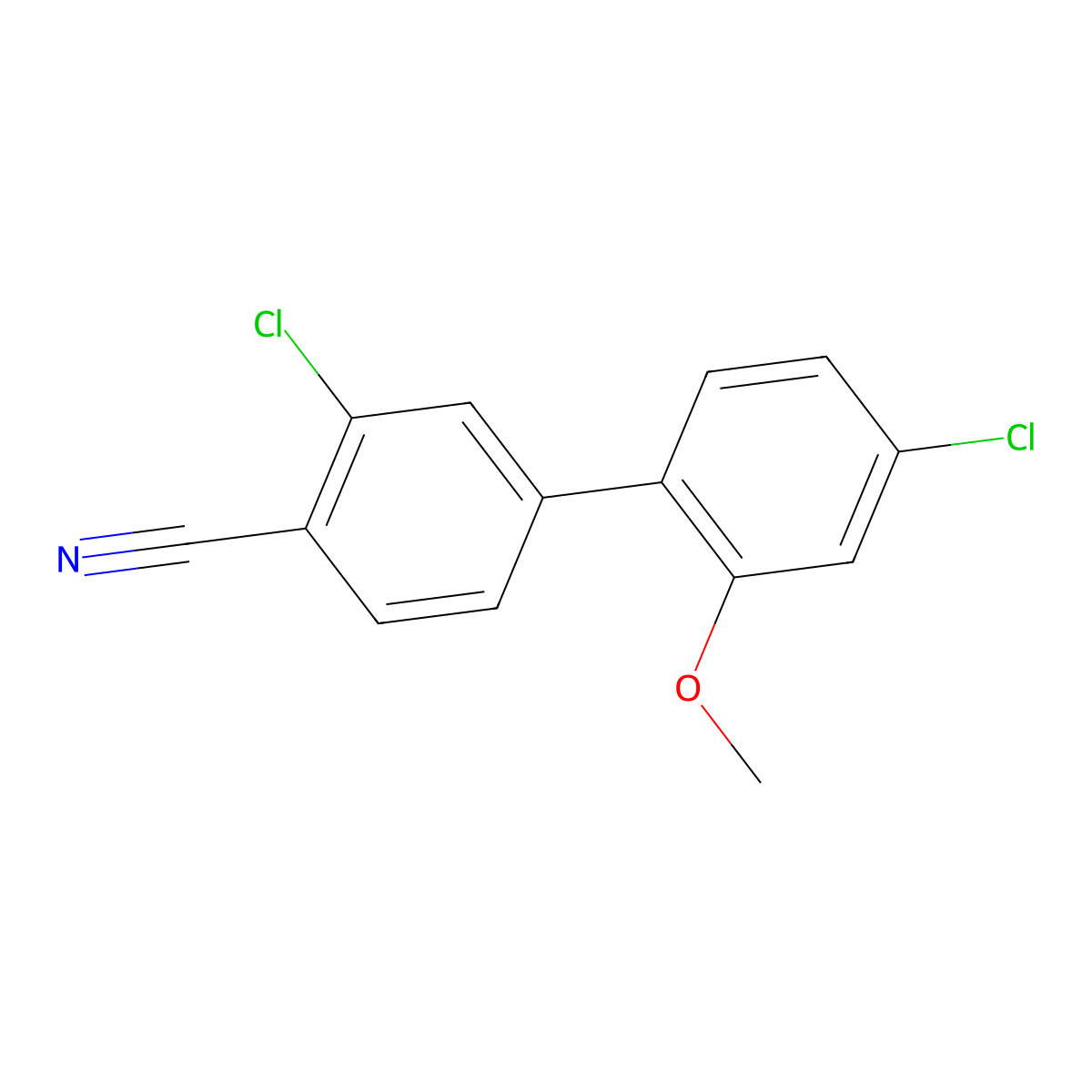 2-Chloro-4-(4-chloro-2-methoxyphenyl)benzonitrile molecular structure, CAS 1355248-21-3