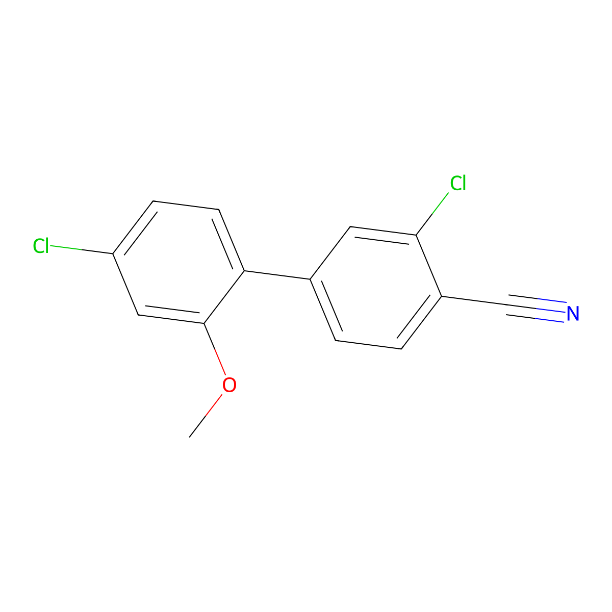2-Chloro-4-(4-chloro-2-methoxyphenyl)benzonitrile molecular structure, CAS 1355248-21-3