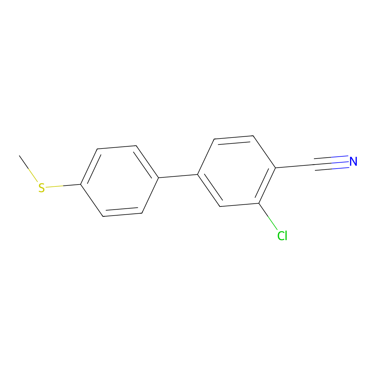 2-Chloro-4-[4-(methylsulfanyl)phenyl]benzonitrile molecular structure, CAS 1355248-24-6