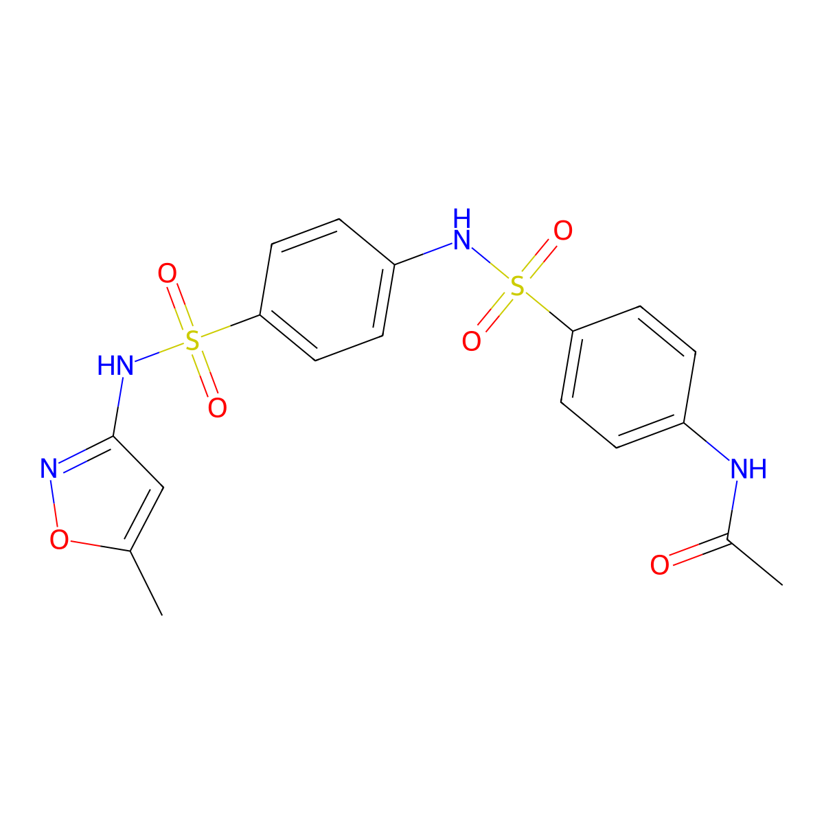 N-(4-{[(4-{[(5-methyl-3-isoxazolyl)amino]sulfonyl}phenyl)amino]sulfonyl}phenyl)acetamide molecular structure, CAS 135529-19-0