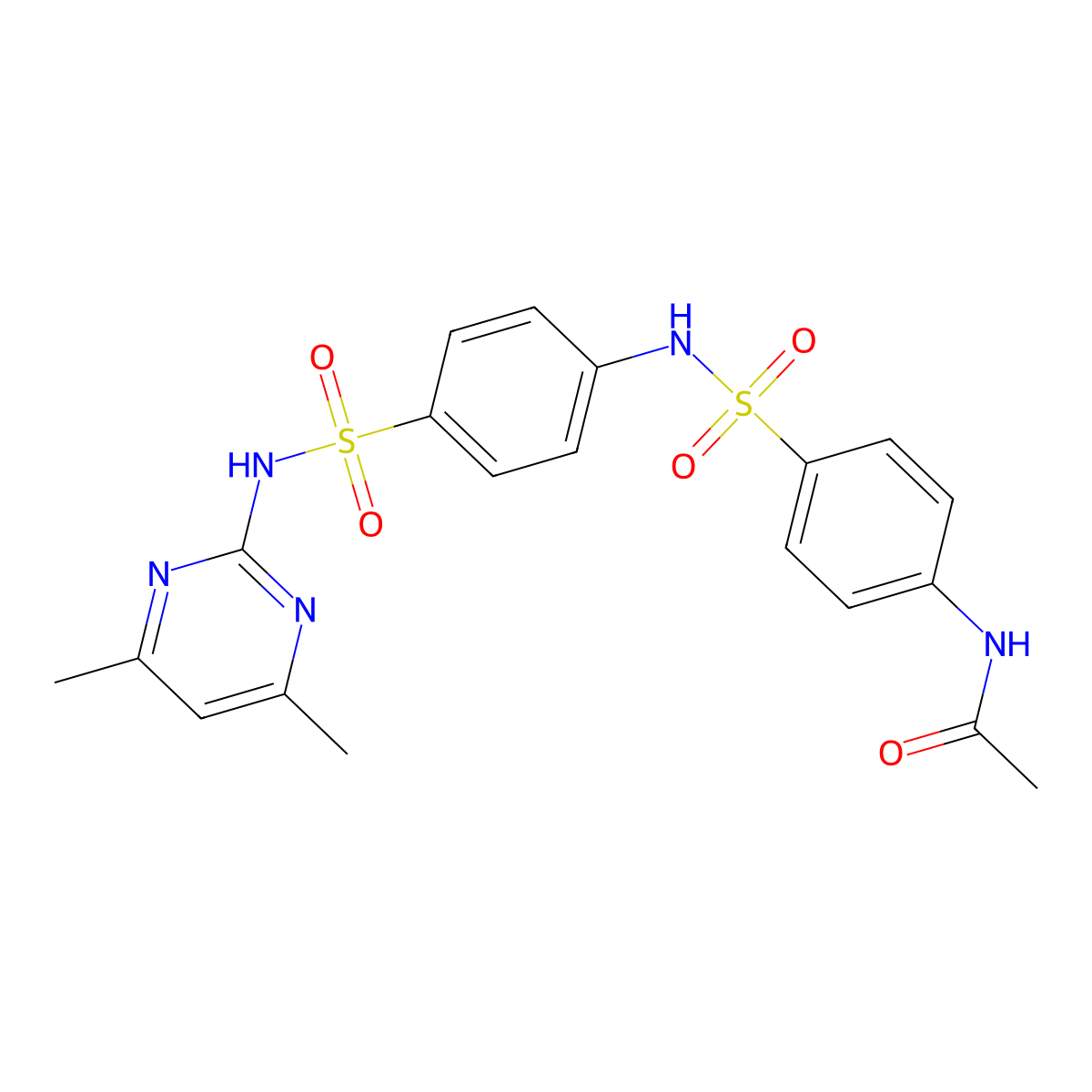 N-[4-({4-[(4,6-dimethylpyrimidin-2-yl)sulfamoyl]phenyl}sulfamoyl)phenyl]acetamide molecular structure, CAS 135529-21-4