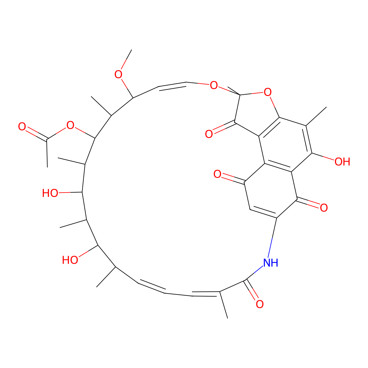 Rifamycin S molecular structure, CAS 13553-79-2