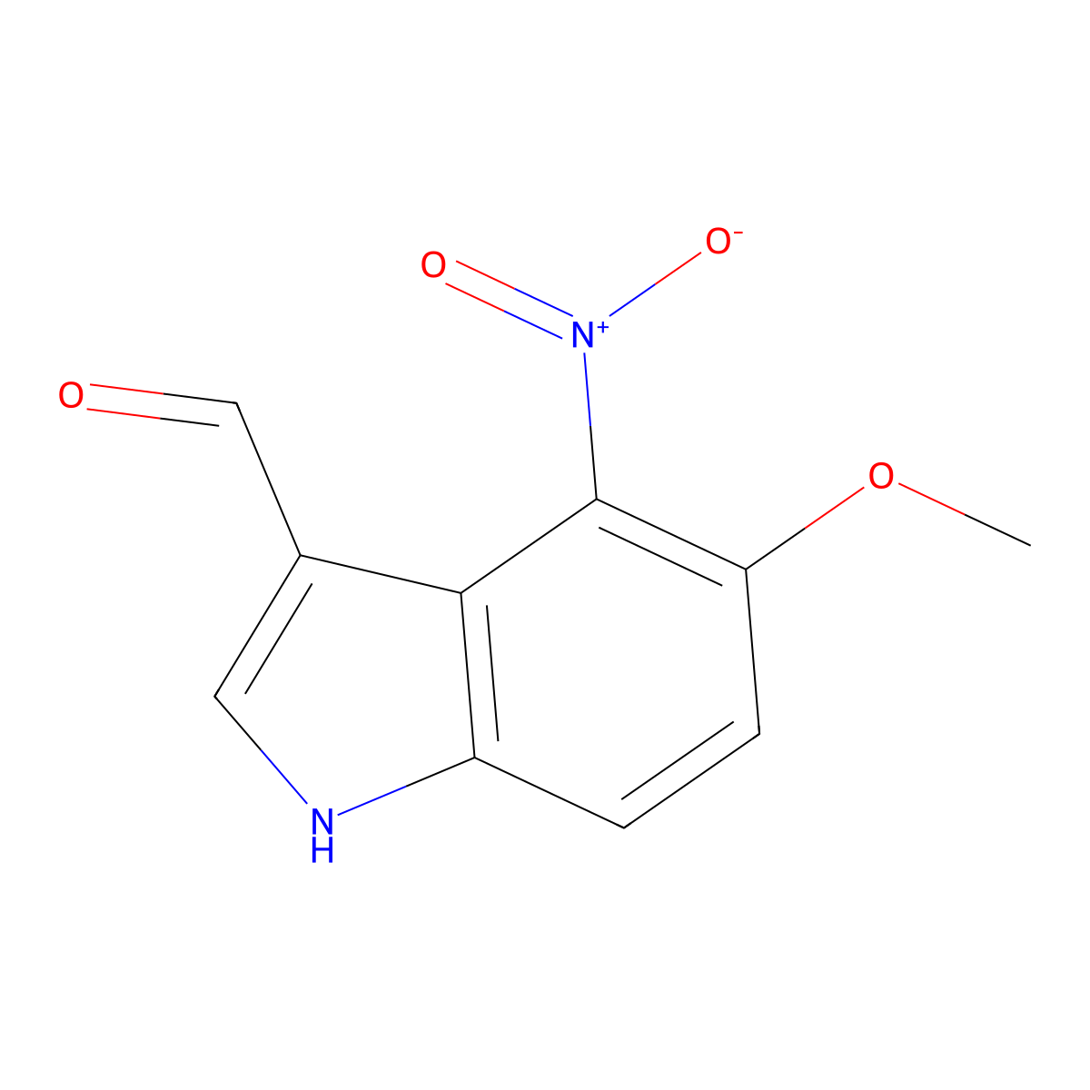 5-methoxy-4-nitro-1H-indole-3-carbaldehyde molecular structure, CAS 135531-94-1
