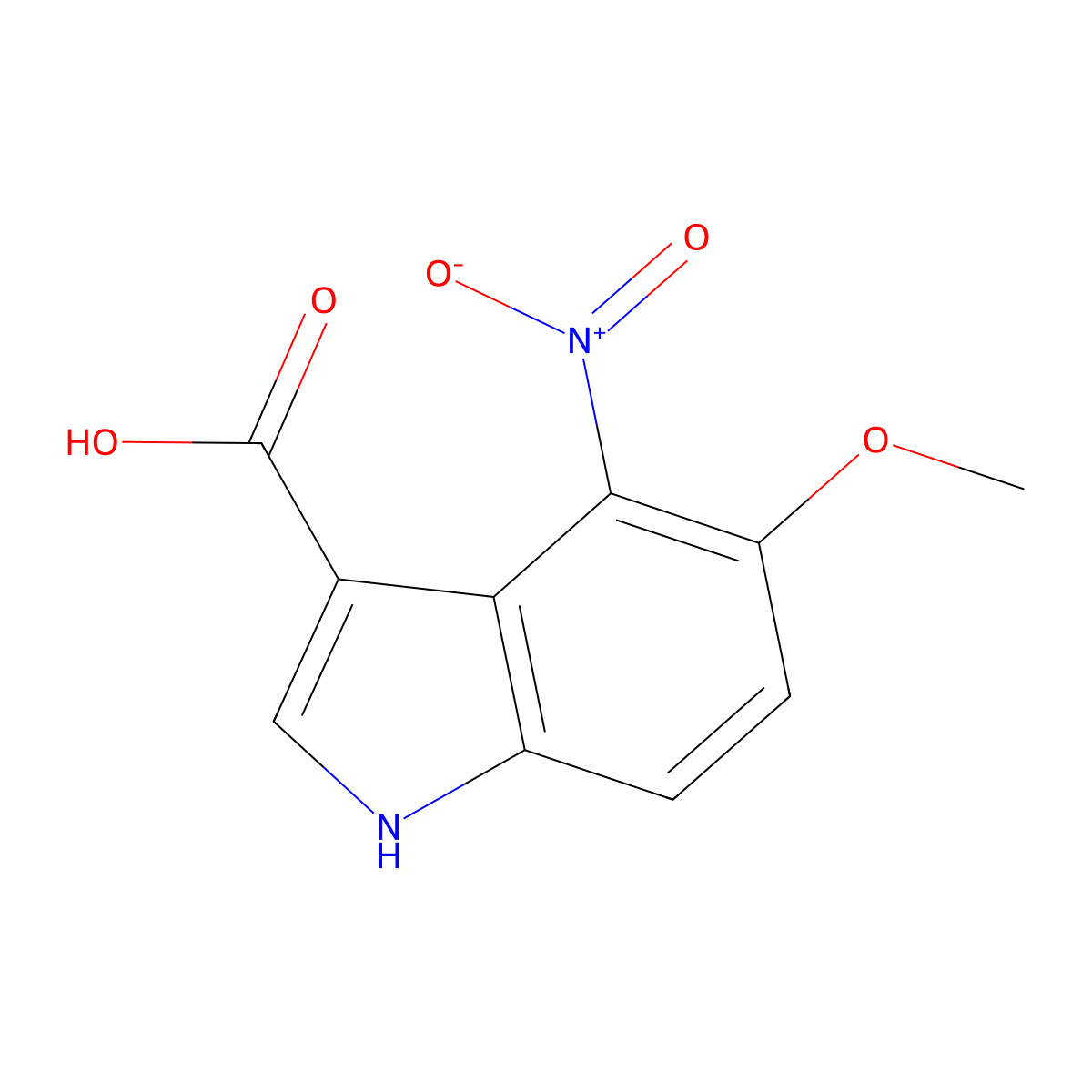 5-methoxy-4-nitro-1H-indole-3-carboxylic acid molecular structure, CAS 135531-95-2