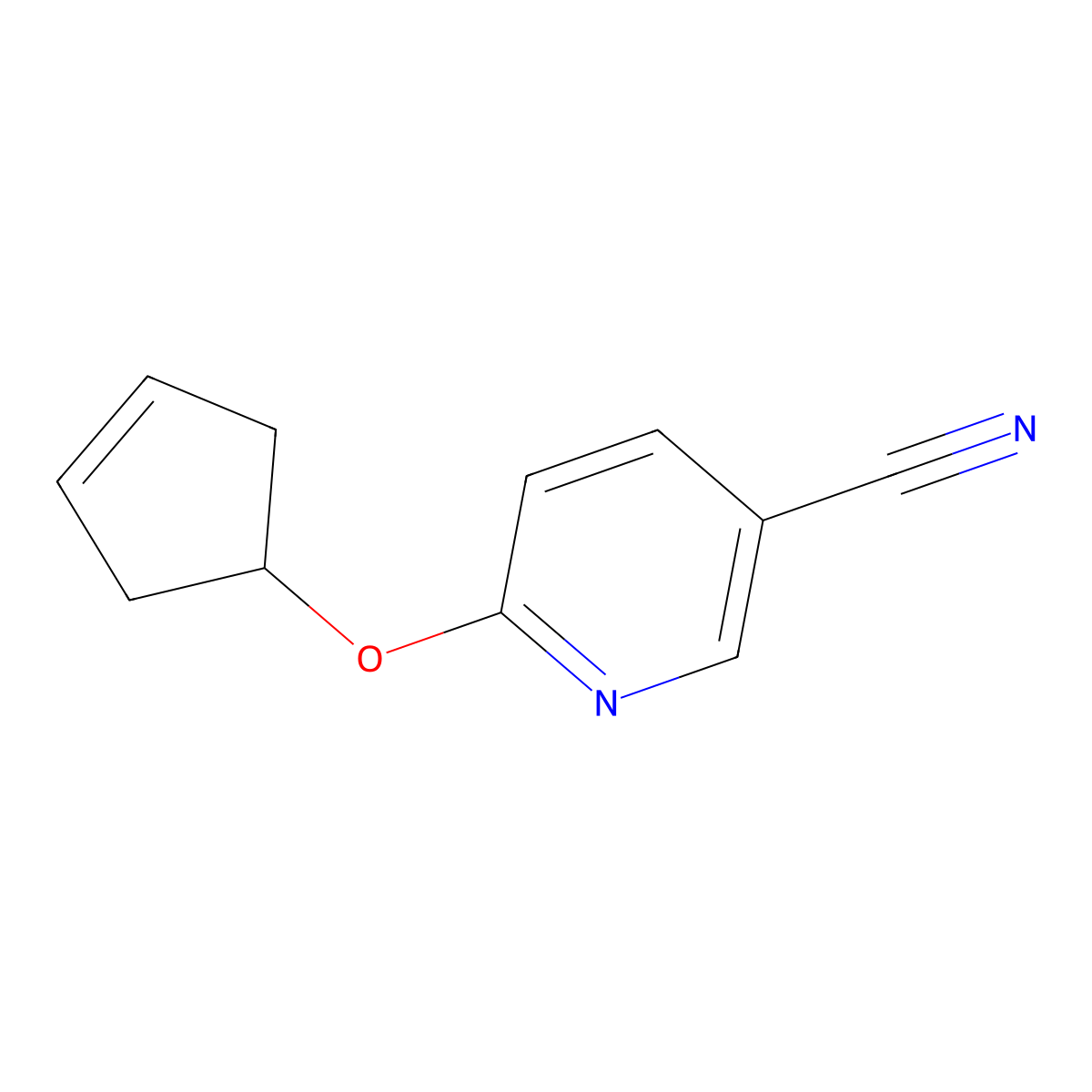 6-(Cyclopent-3-en-1-yloxy)nicotinonitrile molecular structure, CAS 1355334-42-7