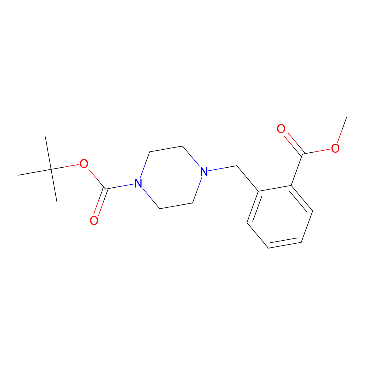 tert-Butyl 4-[2-(methoxycarbonyl)-benzyl]piperazine-1-carboxylate molecular structure, CAS 1355334-48-3