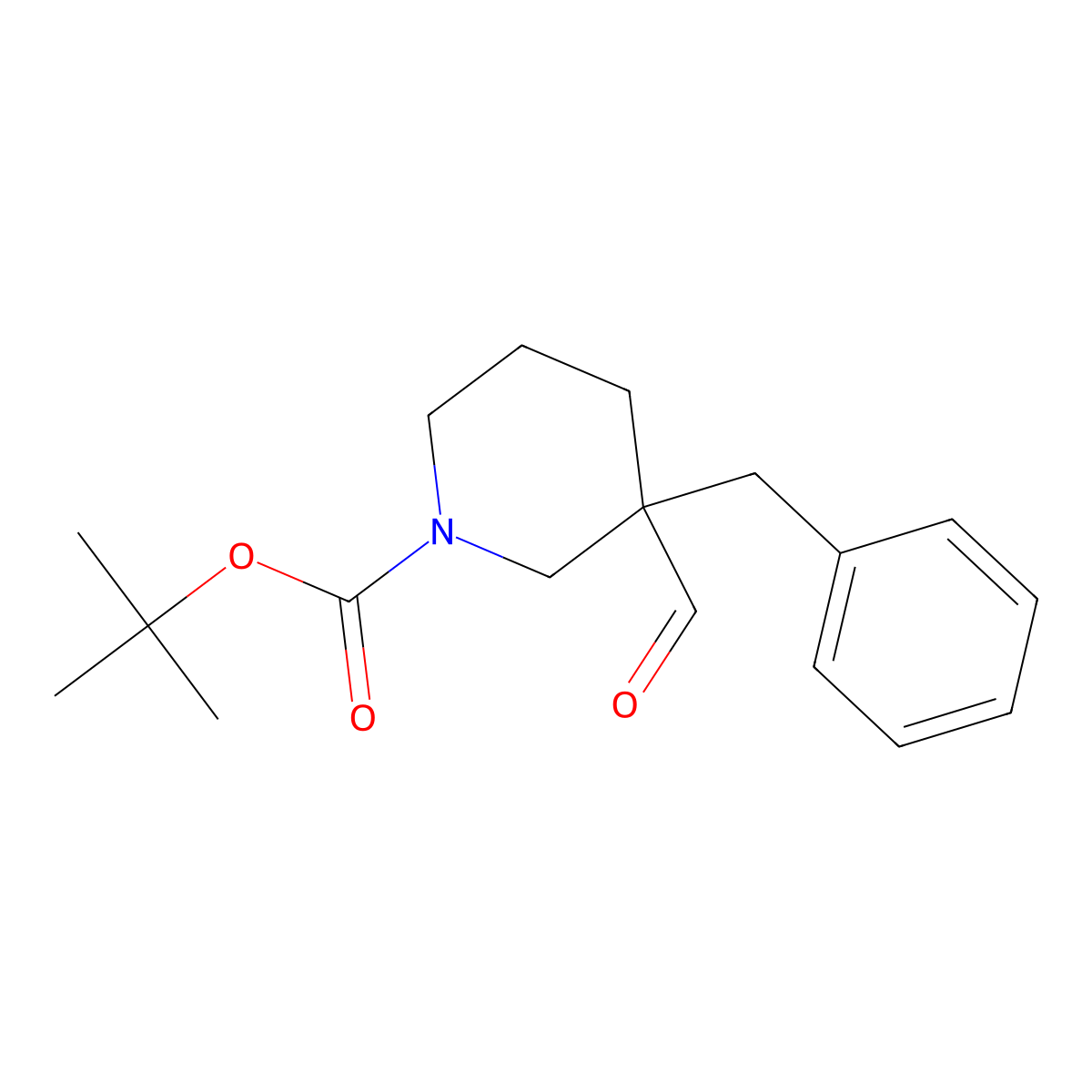 tert-Butyl 3-benzyl-3-formylpiperidine-1-carboxylate molecular structure, CAS 1355334-49-4