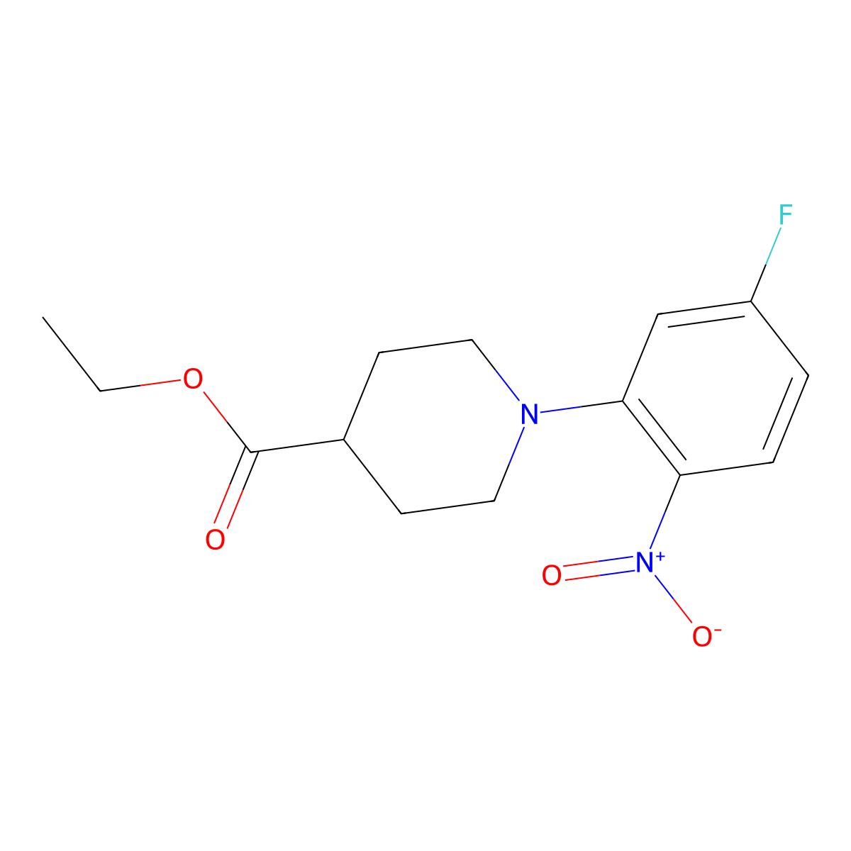 Ethyl 1-(5-fluoro-2-nitrophenyl)piperidine-4-carboxylate molecular structure, CAS 1355334-52-9