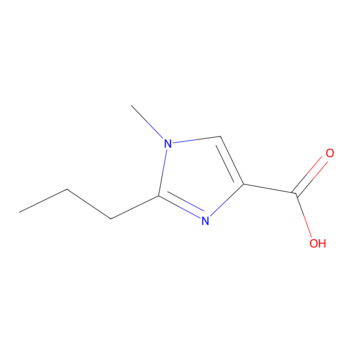 1-Methyl-2-propyl-1H-imidazole-4-carboxylic acid molecular structure, CAS 1355334-66-5