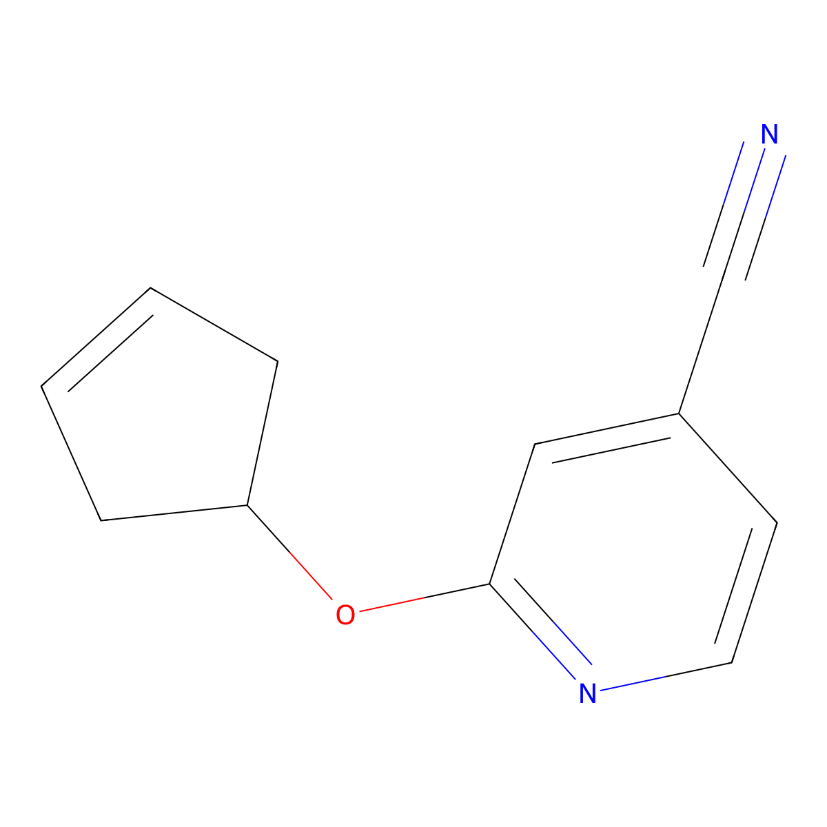 2-(Cyclopent-3-en-1-yloxy)isonicotinonitrile molecular structure, CAS 1355334-69-8