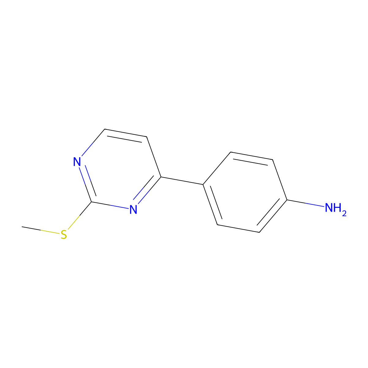 4-(2-Methylsulfanyl-pyrimidin-4-yl)-phenylamine molecular structure, CAS 1355334-92-7
