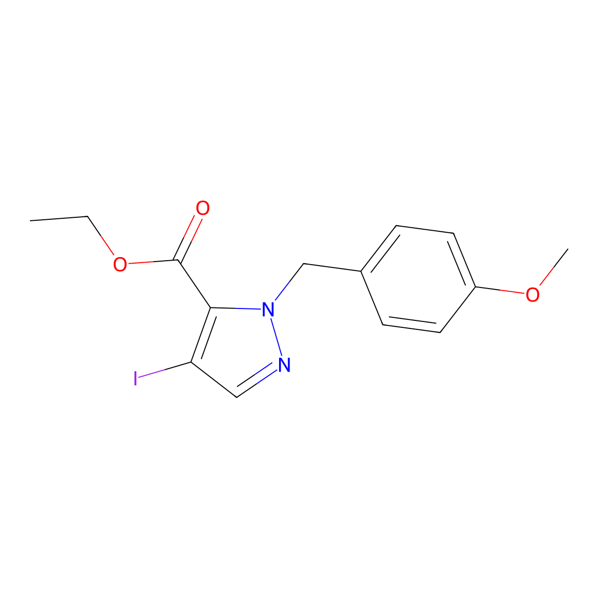 ethyl 4-iodo-1-(4-methoxybenzyl)-1H-pyrazole-5-carboxylate molecular structure, CAS 1355336-09-2