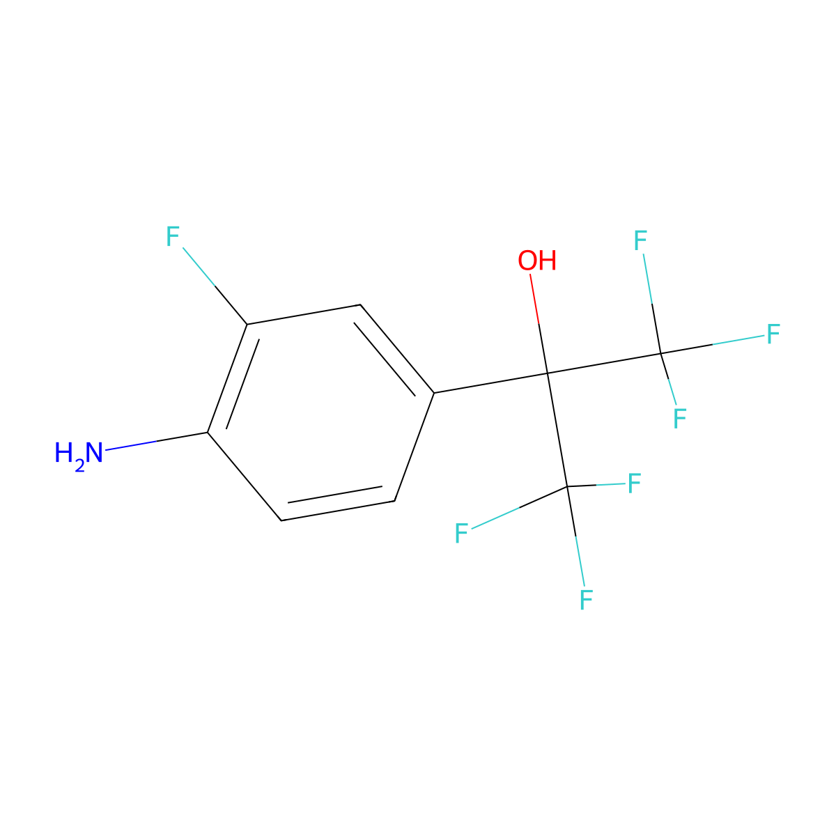 2-(4-Amino-3-fluorophenyl)-1,1,1,3,3,3-hexafluoropropan-2-ol molecular structure, CAS 1355338-16-7