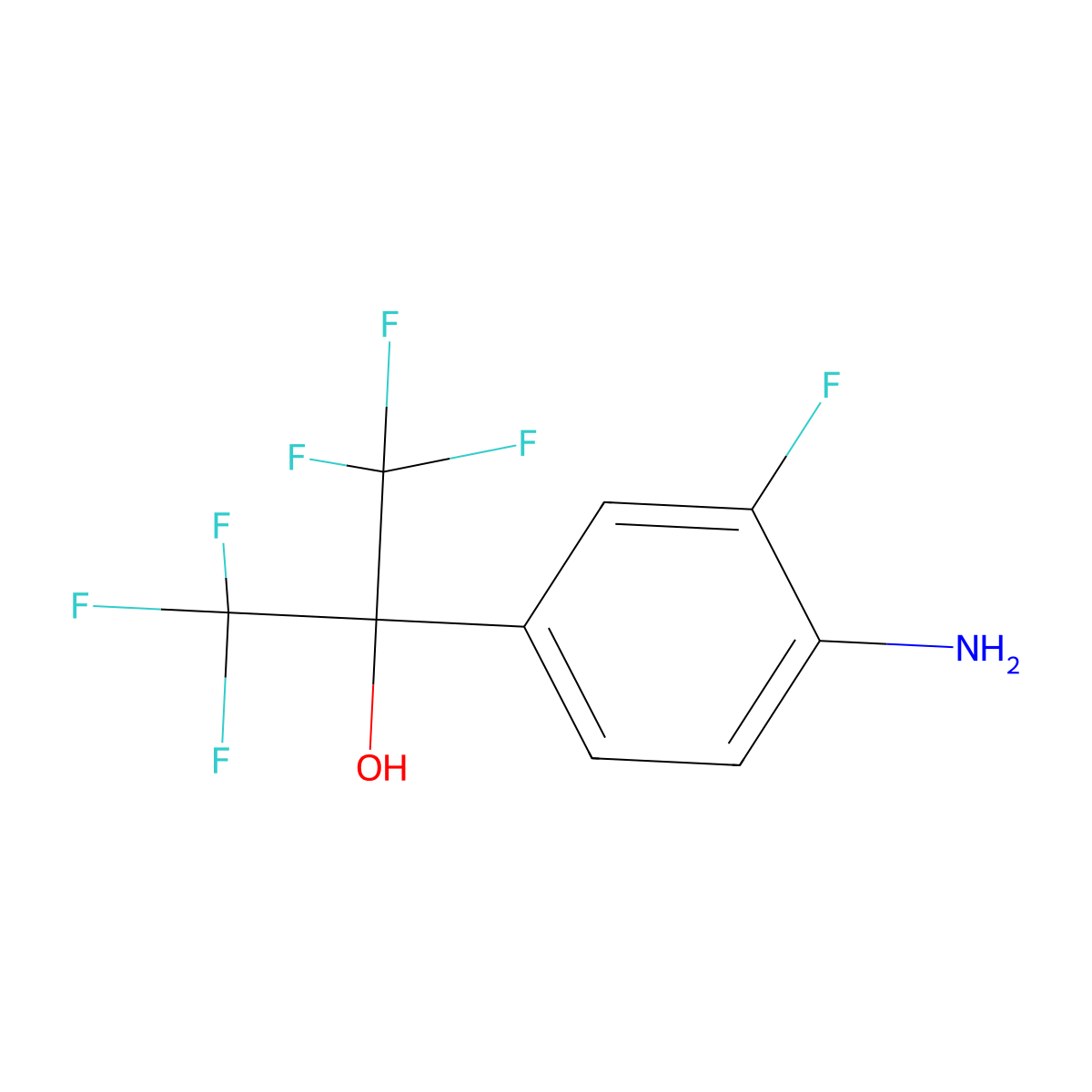 2-(4-Amino-3-fluorophenyl)-1,1,1,3,3,3-hexafluoropropan-2-ol molecular structure, CAS 1355338-16-7