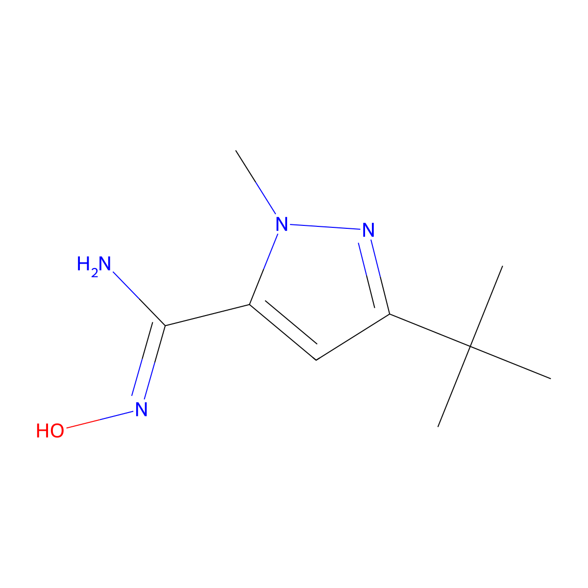 5-tert-Butyl-N-hydroxy-2-methyl-2H-pyrazole-3-carboxamidine molecular structure, CAS 1355338-28-1