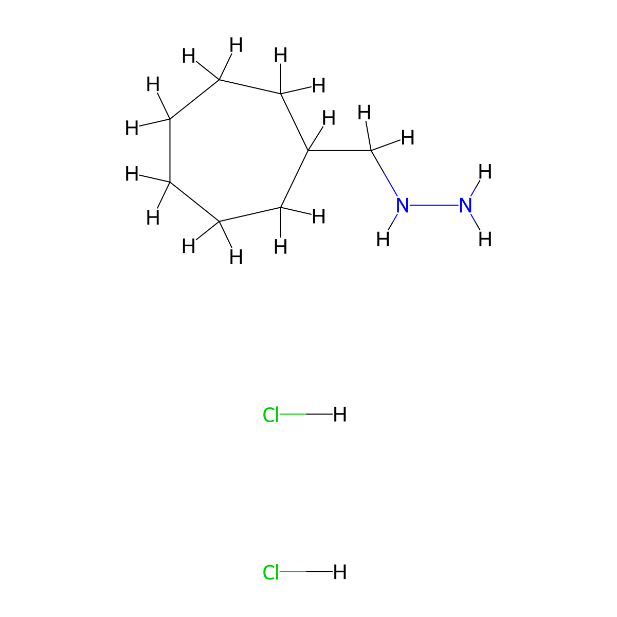 (Cycloheptylmethyl)hydrazine dihydrochloride molecular structure, CAS 1355355-59-7
