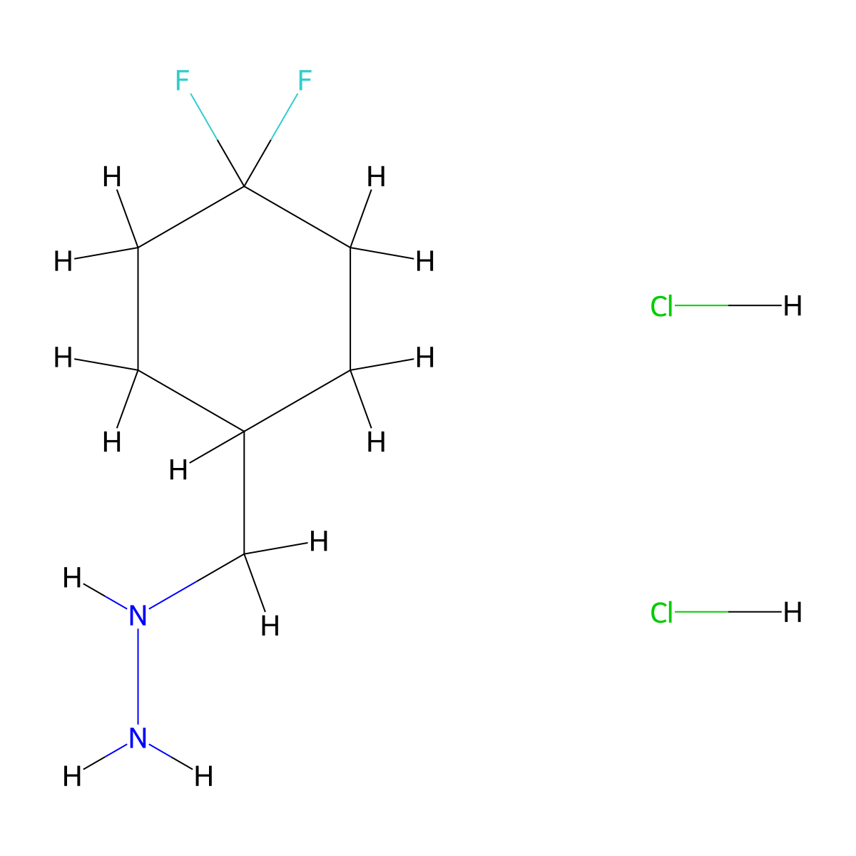 Hydrazine, [(4,4-difluorocyclohexyl)methyl]-, hydrochloride (1:2) molecular structure, CAS 1355355-65-5