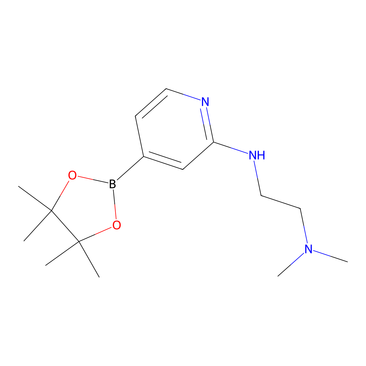N-[2-(dimethylamino)ethyl]-4-(4,4,5,5-tetramethyl-1,3,2-dioxaborolan-2-yl)pyridin-2-amine molecular structure, CAS 1355387-53-9
