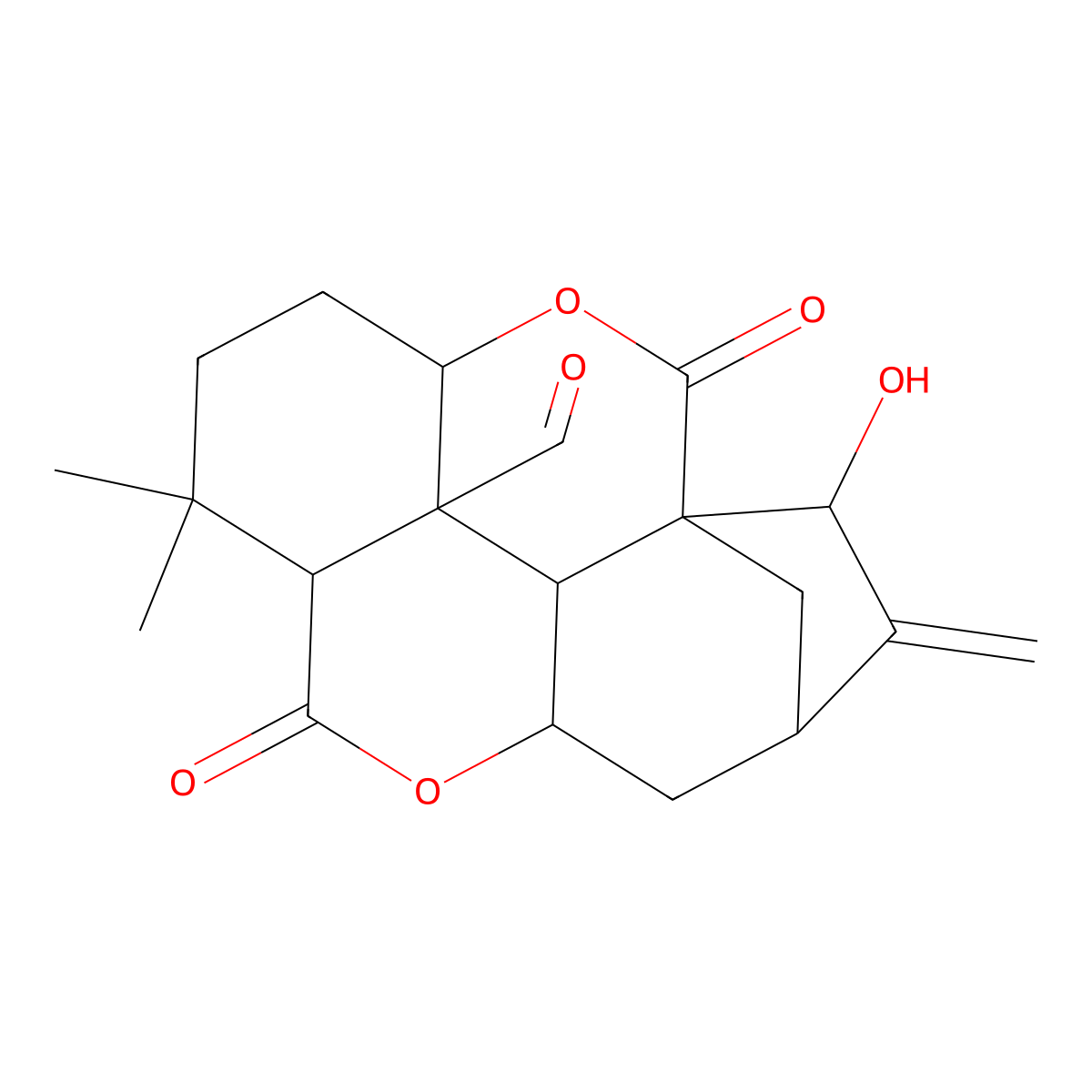 15|A-Hydroxy-20-oxo-6,7-seco-ent-kaur-16-en-1,7|A(6,11|A)-diolide molecular structure, CAS 1355450-84-8