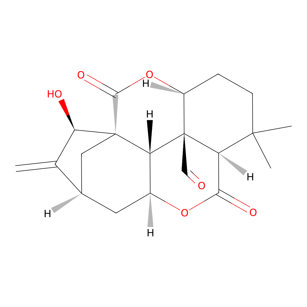 15|A-Hydroxy-20-oxo-6,7-seco-ent-kaur-16-en-1,7|A(6,11|A)-diolide molecular structure, CAS 1355450-84-8