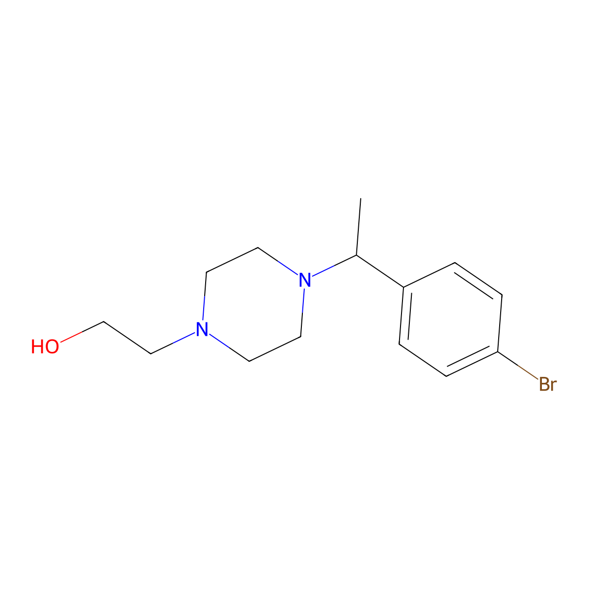 2-(4-(1-(4-Bromophenyl)ethyl)piperazin-1-yl)ethanol molecular structure, CAS 1355532-16-9