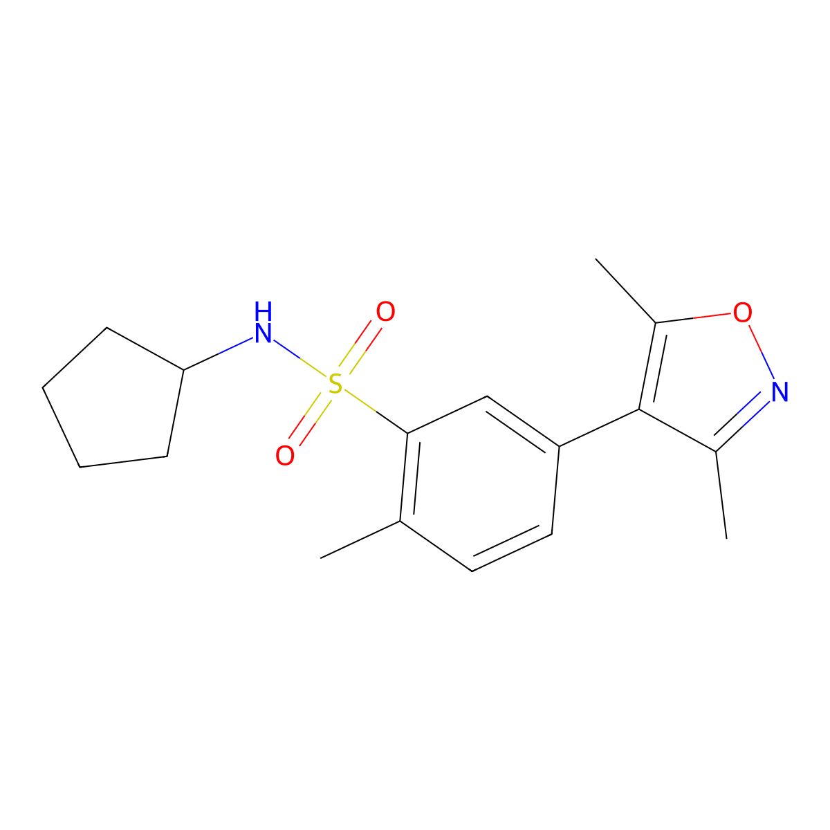 N-Cyclopentyl-5-(3,5-Dimethylisoxazol-4-Yl)-2-Methylbenzenesulfonamide molecular structure, CAS 1355554-28-7