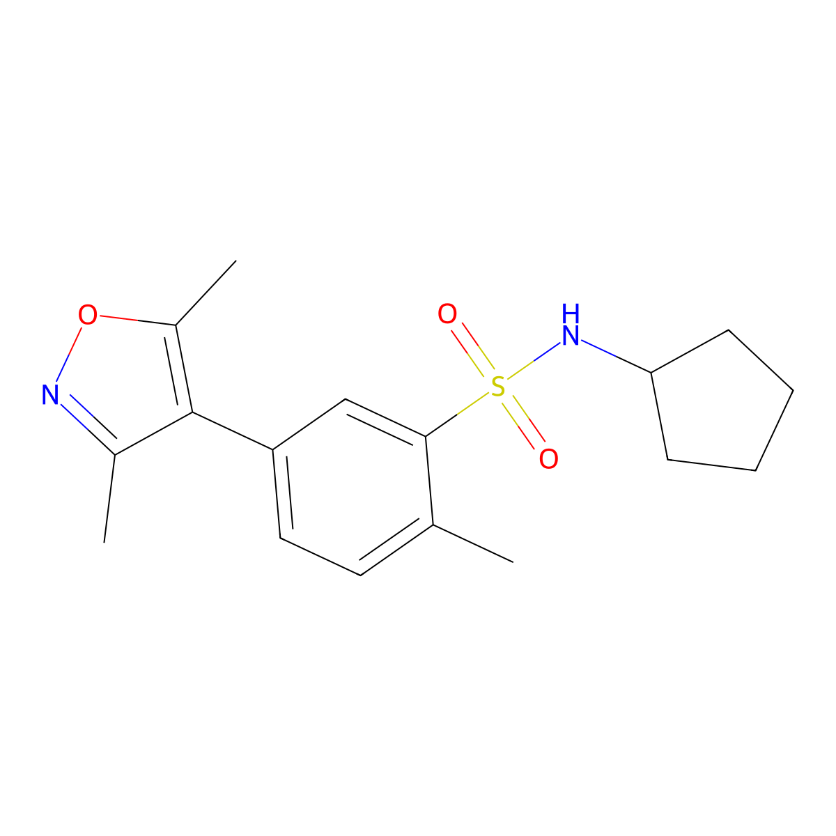N-Cyclopentyl-5-(3,5-Dimethylisoxazol-4-Yl)-2-Methylbenzenesulfonamide molecular structure, CAS 1355554-28-7