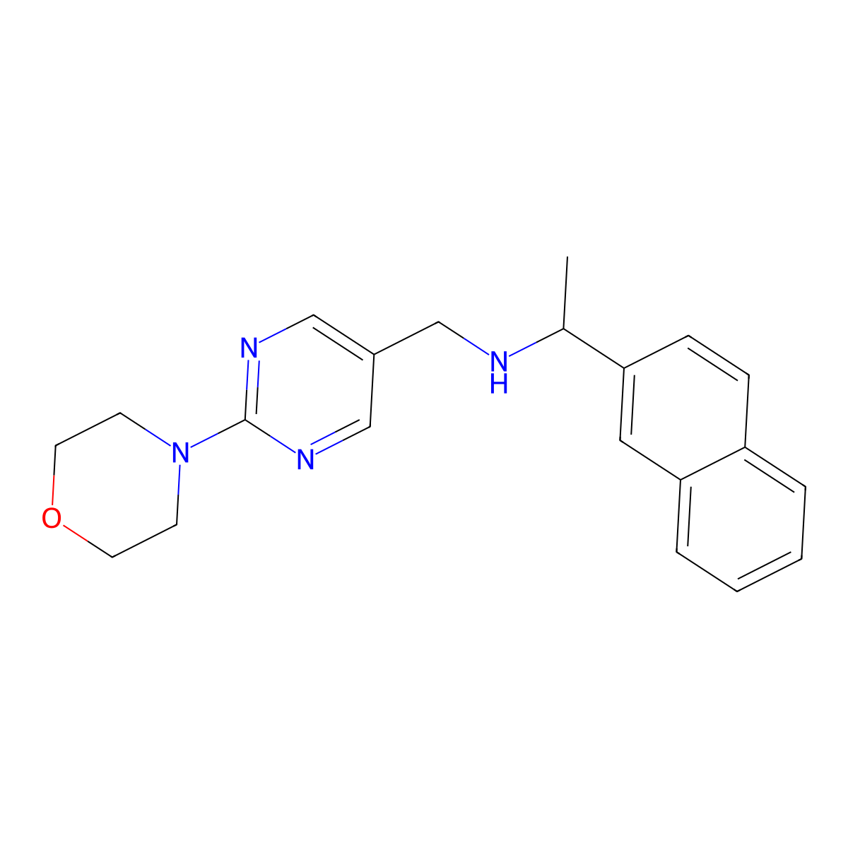 5-Pyrimidinemethanamine, 2-(4-morpholinyl)-N-[1-(2-naphthalenyl)ethyl]- molecular structure, CAS 1355575-35-7