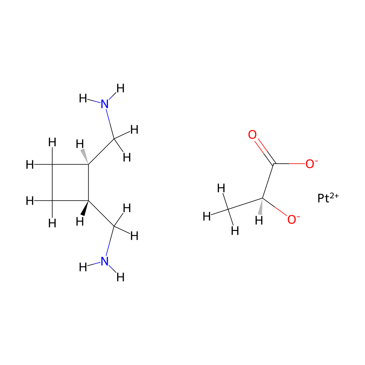 Platinum, (1,2-cyclobutanedimethanamine-N,N')[2-hydroxypropanoato(2-)-O1,O2]-, [SP-4-3-(S),(trans)]- , Lobaplatin molecular structure, CAS 135558-11-1