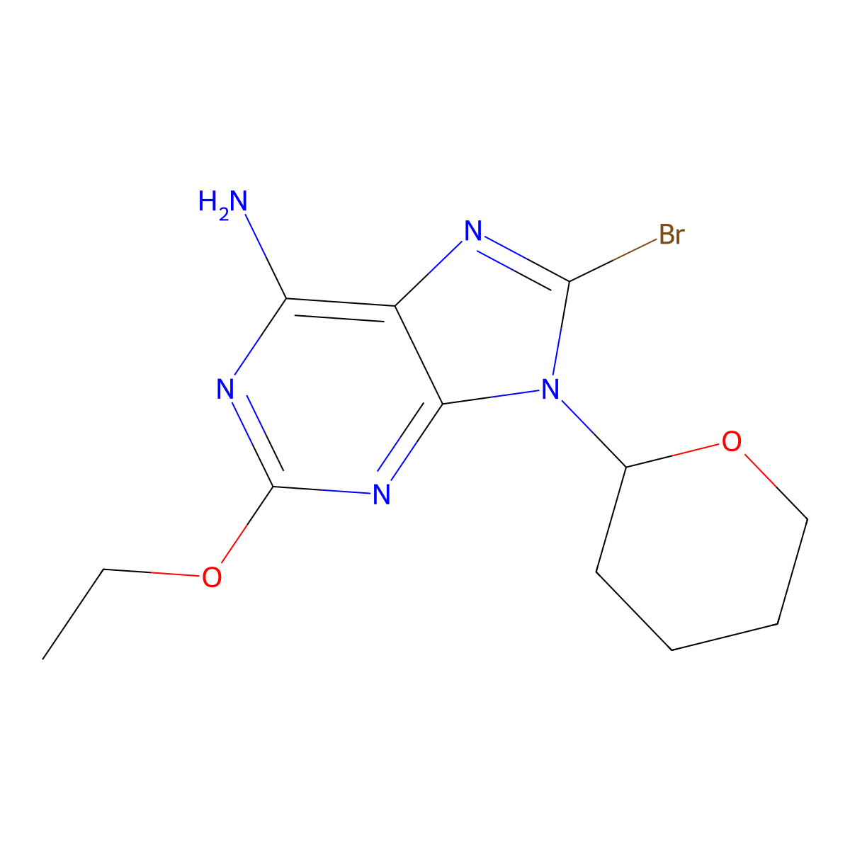 8-Bromo-2-ethoxy-9-(tetrahydro-2H-pyran-2-YL)-9H-purin-6-amine molecular structure, CAS 1355614-14-0
