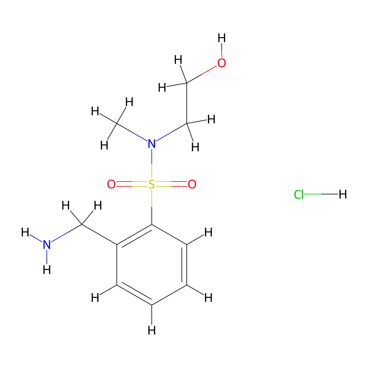 S-[2-(aminomethyl)phenyl]-2-hydroxy-N-methylethane-1-sulfonamido hydrochloride molecular structure, CAS 1355644-95-9