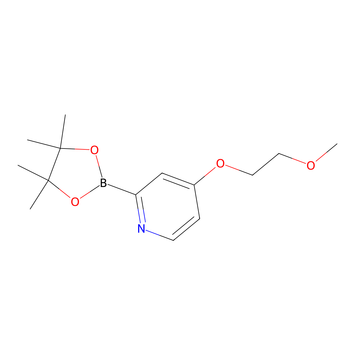4-(2-Methoxyethoxy)-2-(4,4,5,5-tetramethyl-1,3,2-dioxaborolan-2-yl)pyridine molecular structure, CAS 1355647-95-8