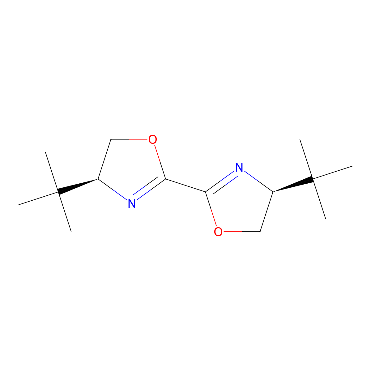 (4S,4'S)-4,4'-Bis(1,1-dimethylethyl)-4,4',5,5'-tetrahydro-2,2'-bioxazole molecular structure, CAS 135565-31-0