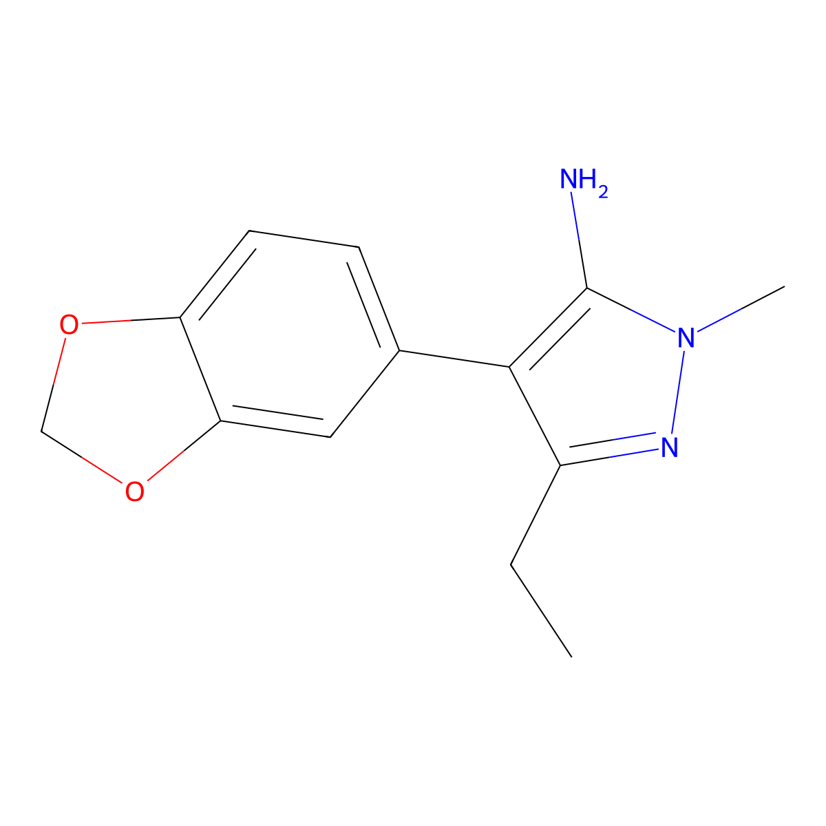 4-(2H-1,3-benzodioxol-5-yl)-5-ethyl-2-methyl-2,3-dihydro-1H-pyrazol-3-imine molecular structure, CAS 1355666-58-8