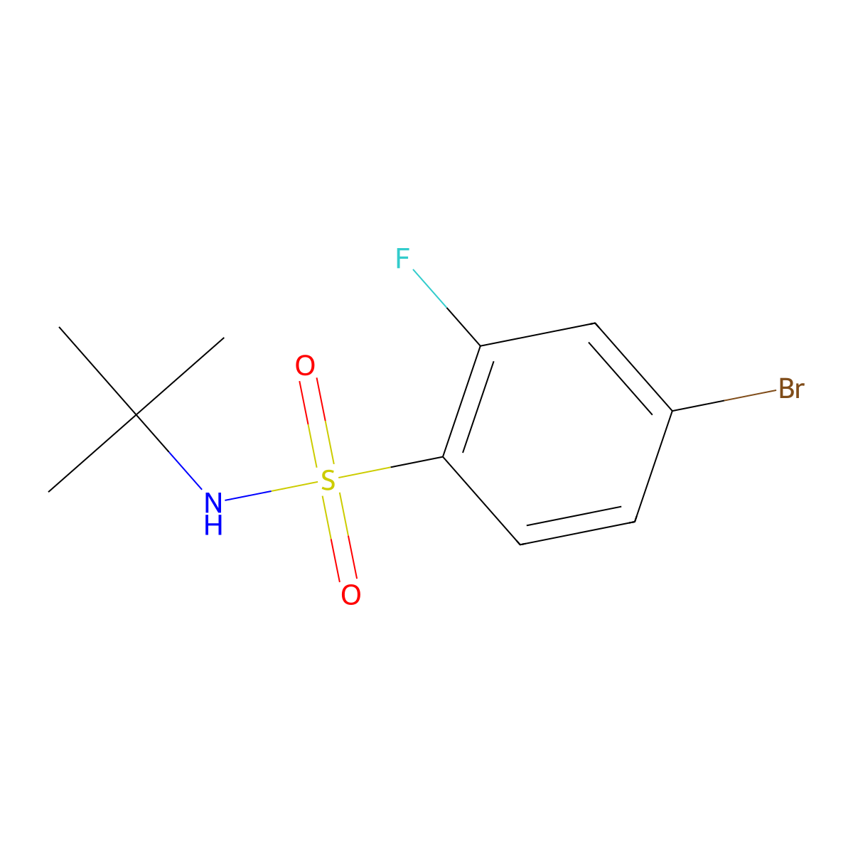 4-bromo-N-(tert-butyl)-2-fluorobenzenesulfonamide molecular structure, CAS 1355680-54-4