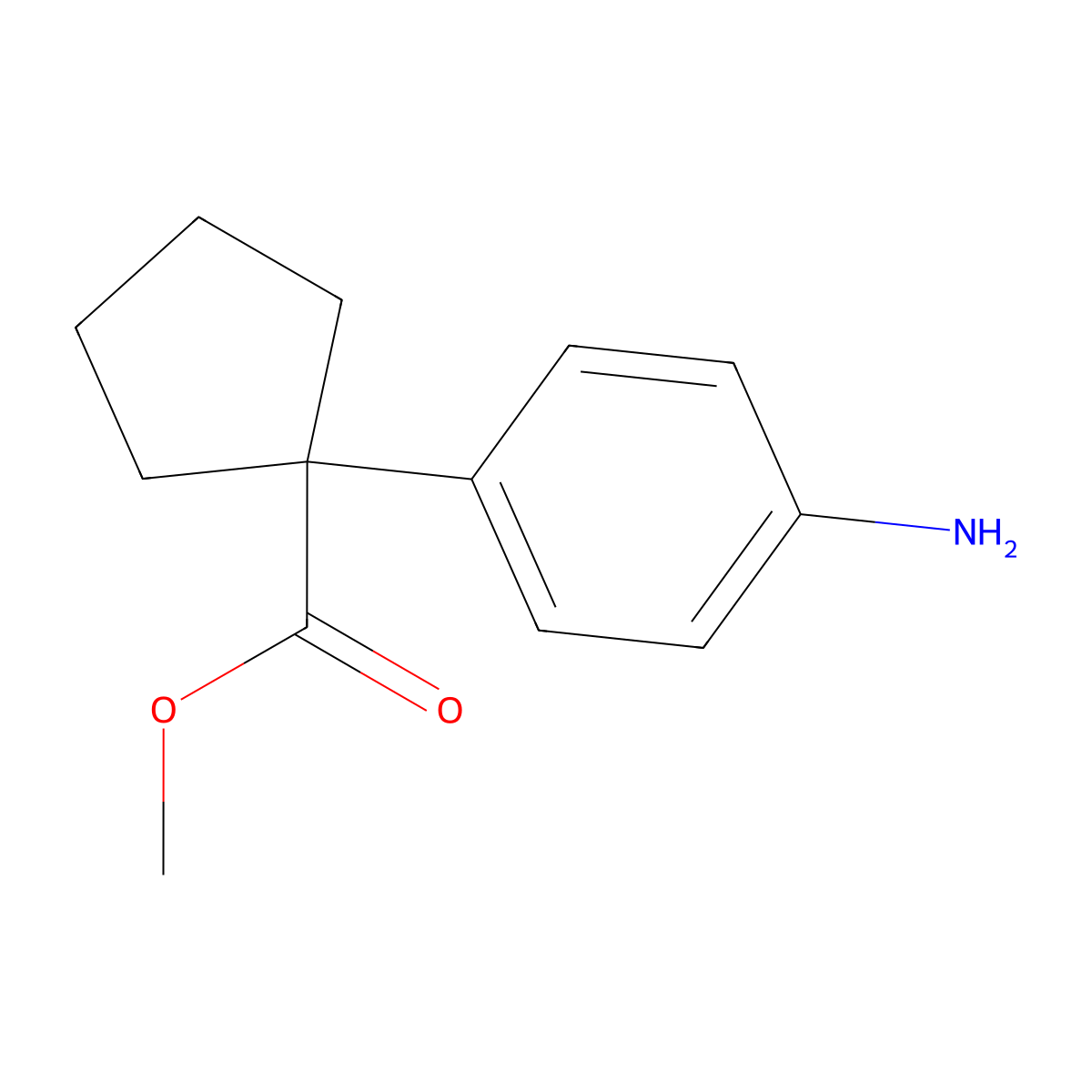 Methyl 1-(4-aminophenyl)cyclopentane-1-carboxylate molecular structure, CAS 135569-20-9