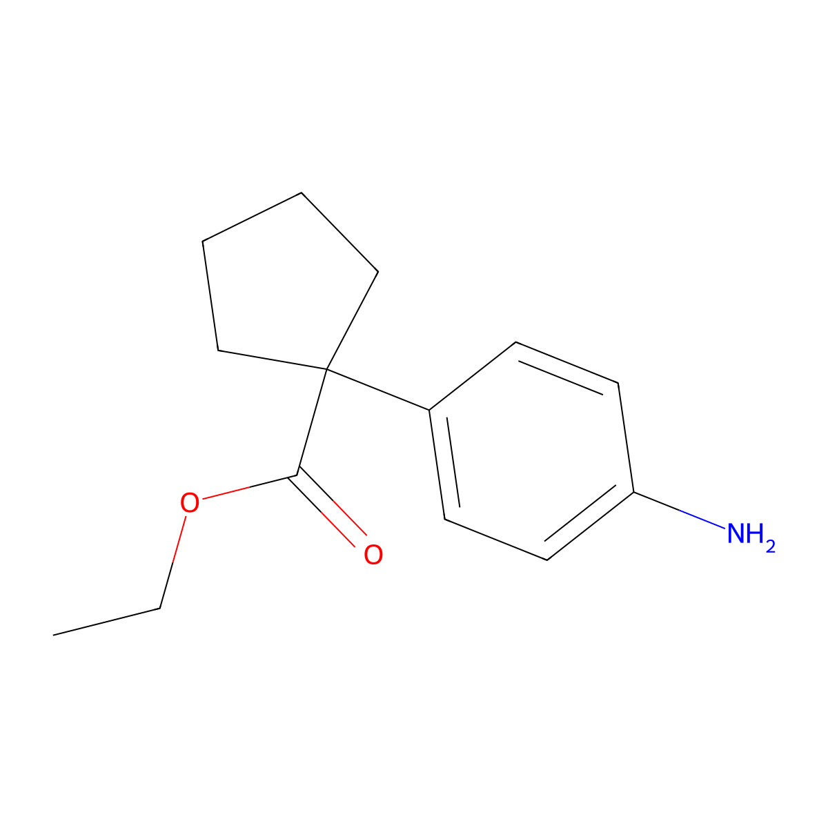 Ethyl 1-(4-aminophenyl)cyclopentane-1-carboxylate molecular structure, CAS 135569-35-6