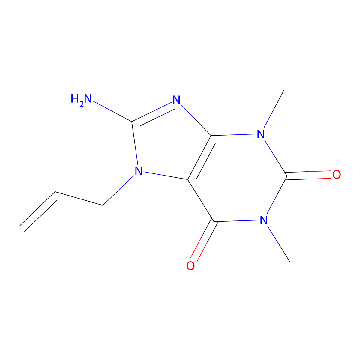 7-Allyl-8-amino-1,3-dimethyl-3,7-dihydro-1H-purine-2,6-dione molecular structure, CAS 135574-30-0