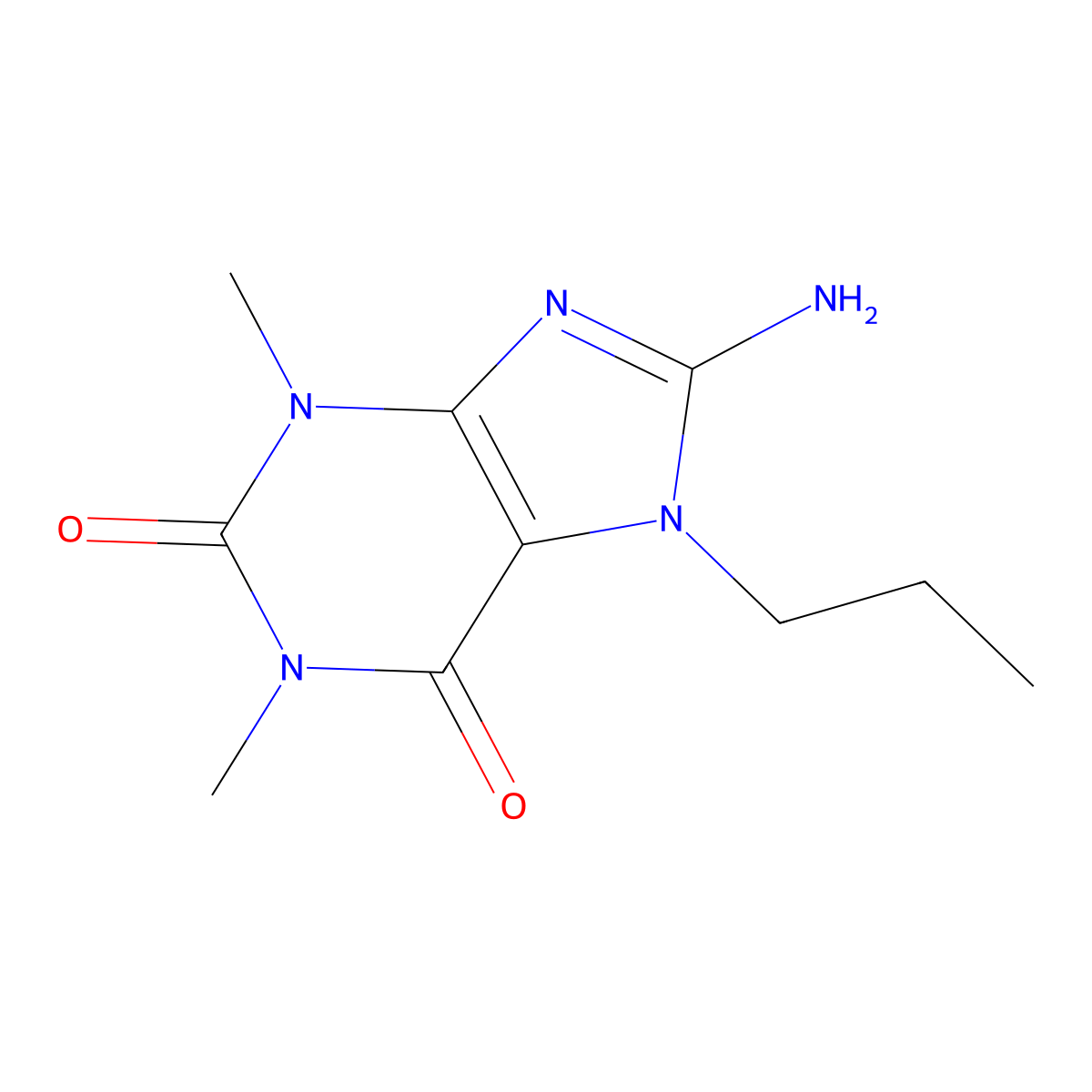 8-amino-1,3-dimethyl-7-propyl-1H-purine-2,6(3H,7H)-dione molecular structure, CAS 135574-31-1