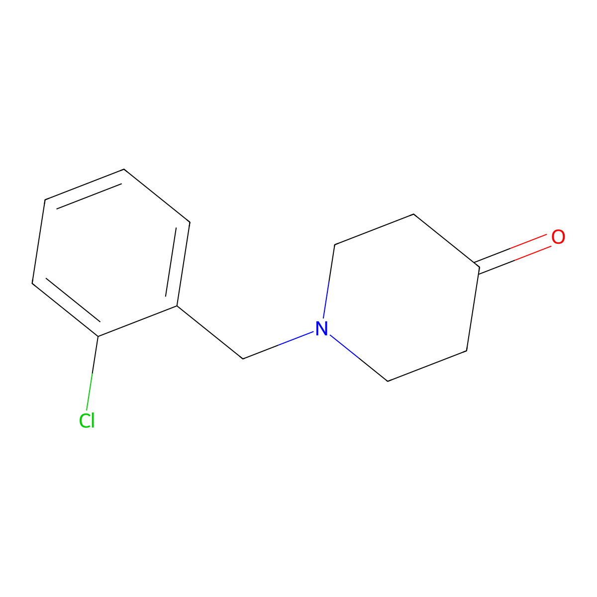 1-[(2-Chlorophenyl)methyl]piperidin-4-one molecular structure, CAS 135576-51-1