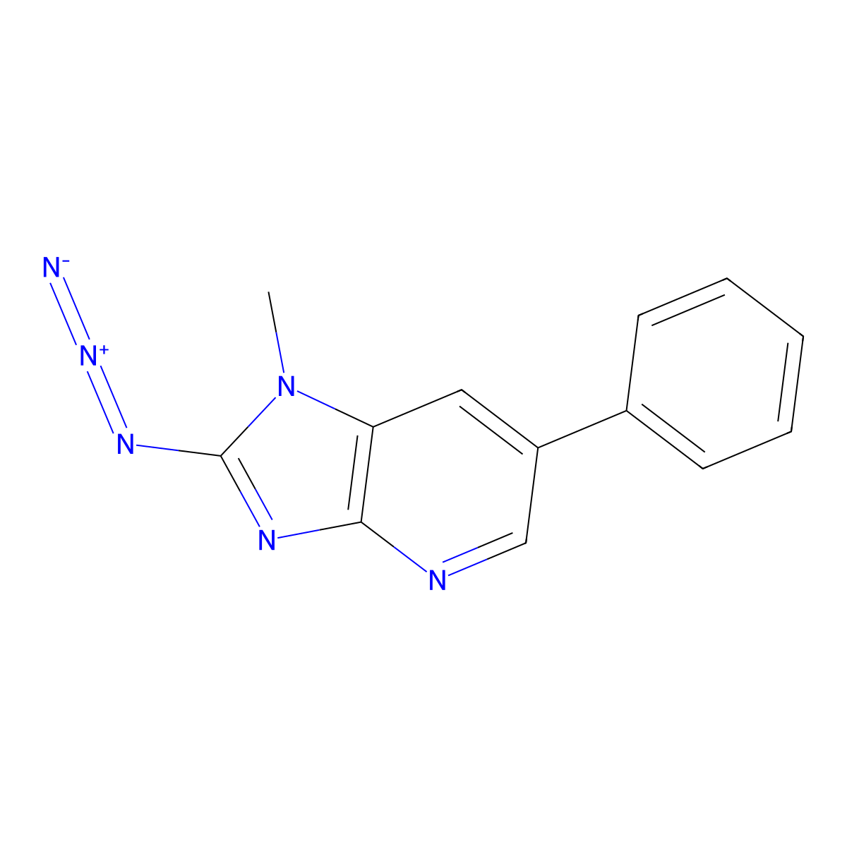 2-Azido-1-methyl-6-phenyl-1H-imidazo(4,5-b)pyridine molecular structure, CAS 135577-57-0