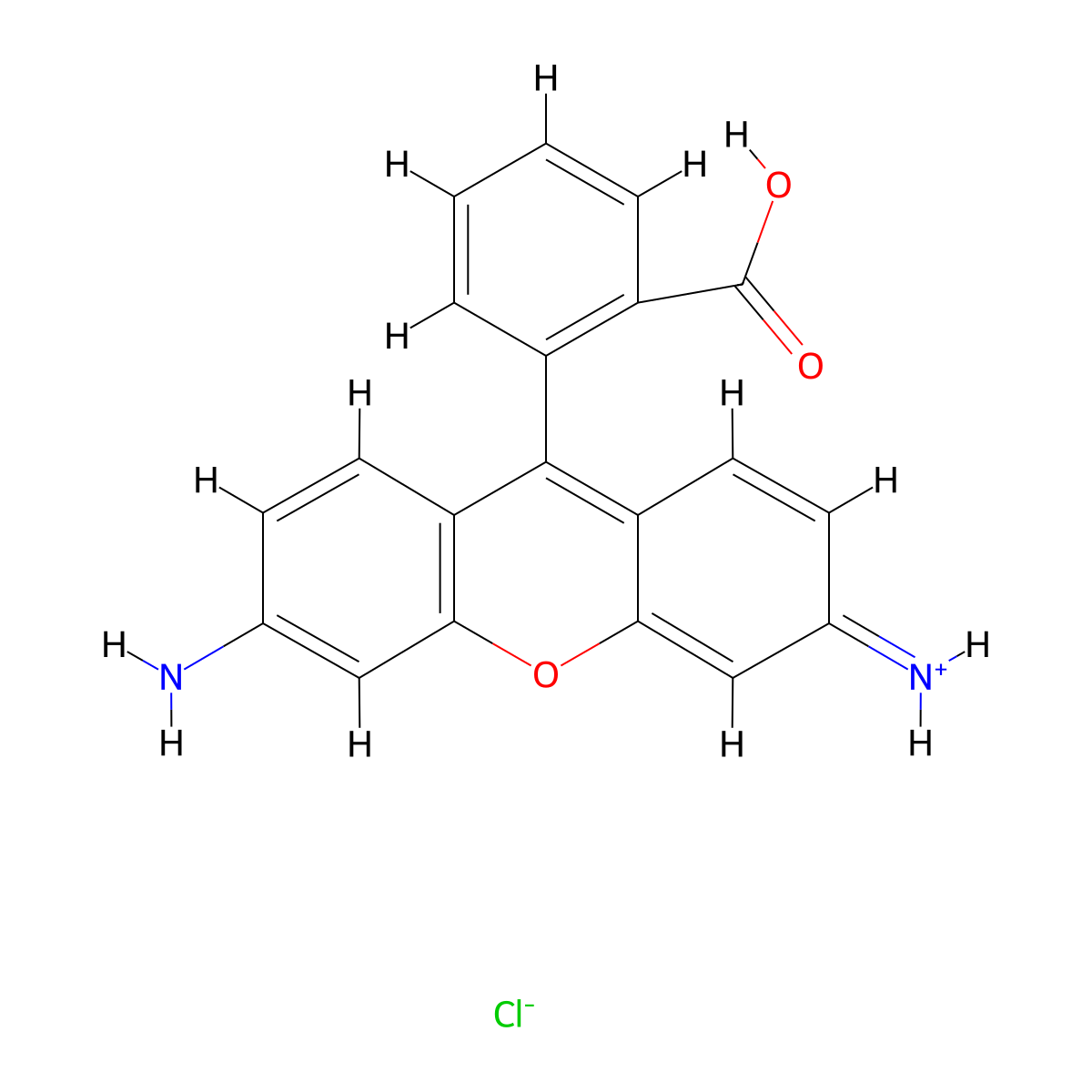 Rhodamine 110 molecular structure, CAS 13558-31-1