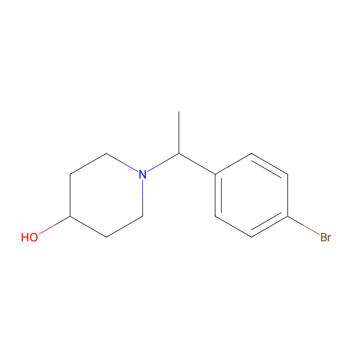 1-(1-(4-Bromophenyl)ethyl)piperidin-4-ol molecular structure, CAS 1355828-40-8