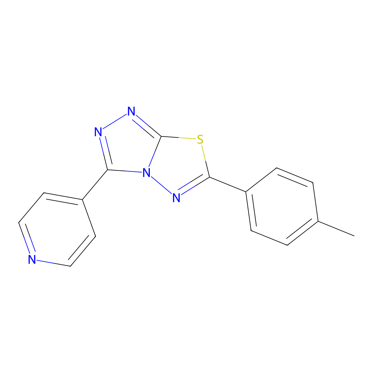 6-(4-Methylphenyl)-3-(4-pyridinyl)[1,2,4]triazolo[3,4-b][1,3,4]thiadiazole molecular structure, CAS 135586-38-8