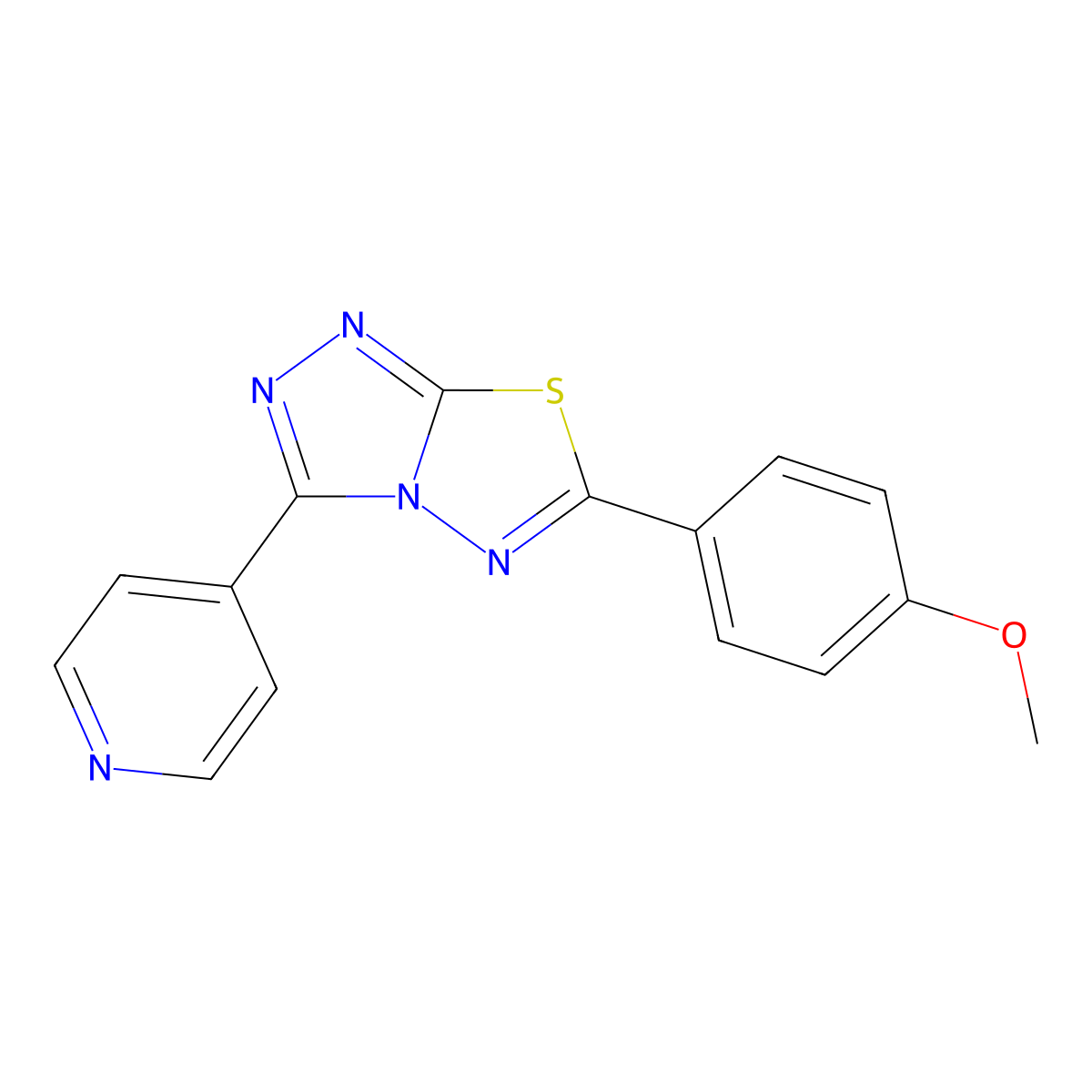 6-(4-Methoxyphenyl)-3-pyridin-4-yl-[1,2,4]triazolo[3,4-b][1,3,4]thiadiazole molecular structure, CAS 135586-39-9