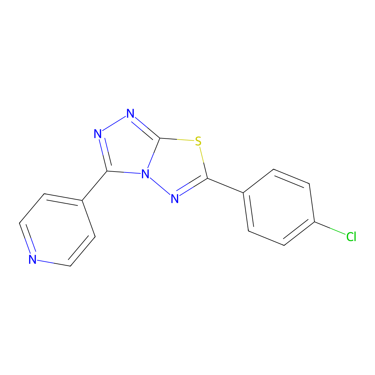 6-(4-Chlorophenyl)-3-(4-pyridinyl)[1,2,4]triazolo[3,4-b][1,3,4]thiadiazole molecular structure, CAS 135586-40-2
