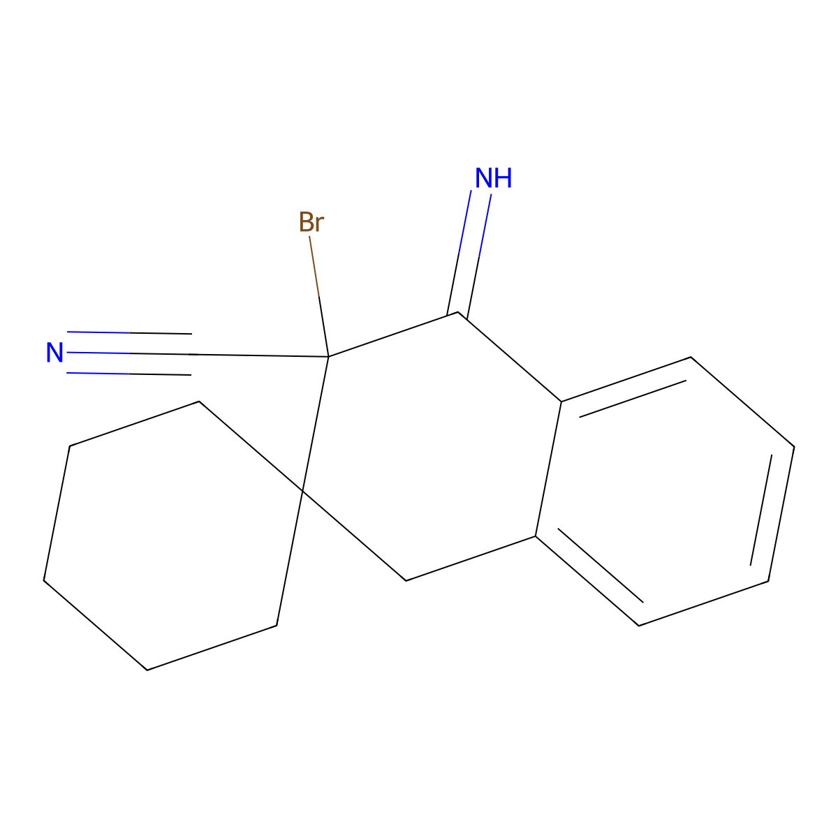 Spiro(cyclohexane-1,2'(1'H)-naphthalene)-3'-carbonitrile, 3',4'-dihydro-3'-bromo-4'-imino- molecular structure, CAS 135586-96-8