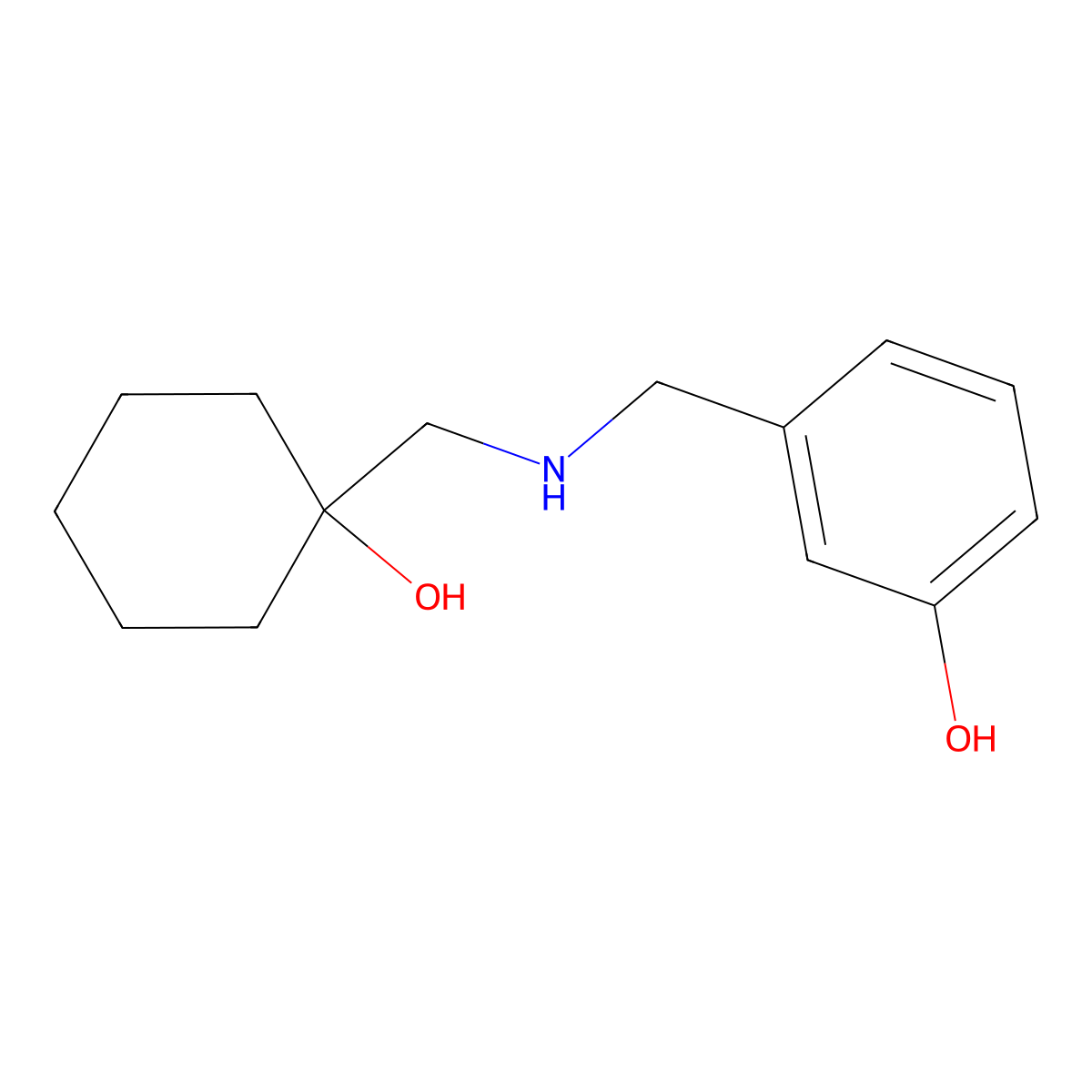 3-((((1-Hydroxycyclohexyl)methyl)amino)methyl)phenol molecular structure, CAS 1355865-79-0